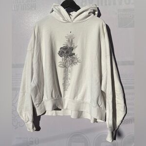 All Saints oversized Cropped Hoodie White Hoodie with Floral Graphic